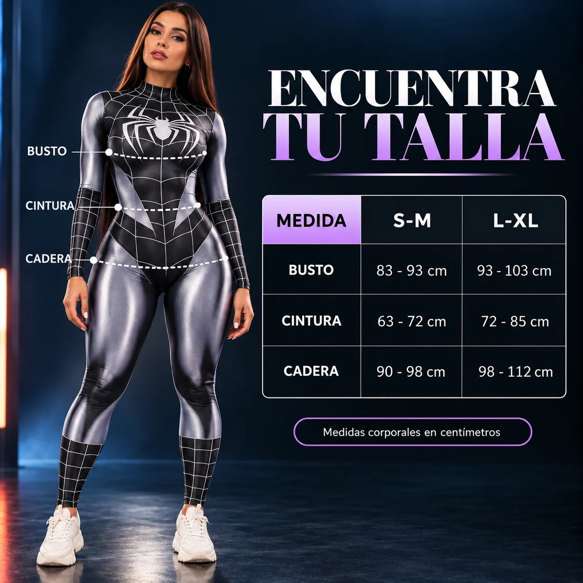 Enterizo mujer araña negro hallowwen