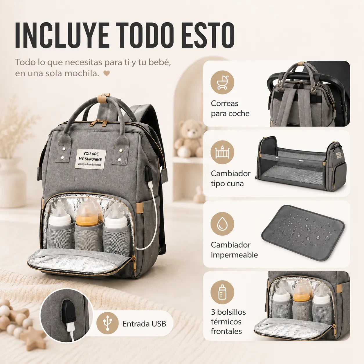 Bolso con cuna para bebes