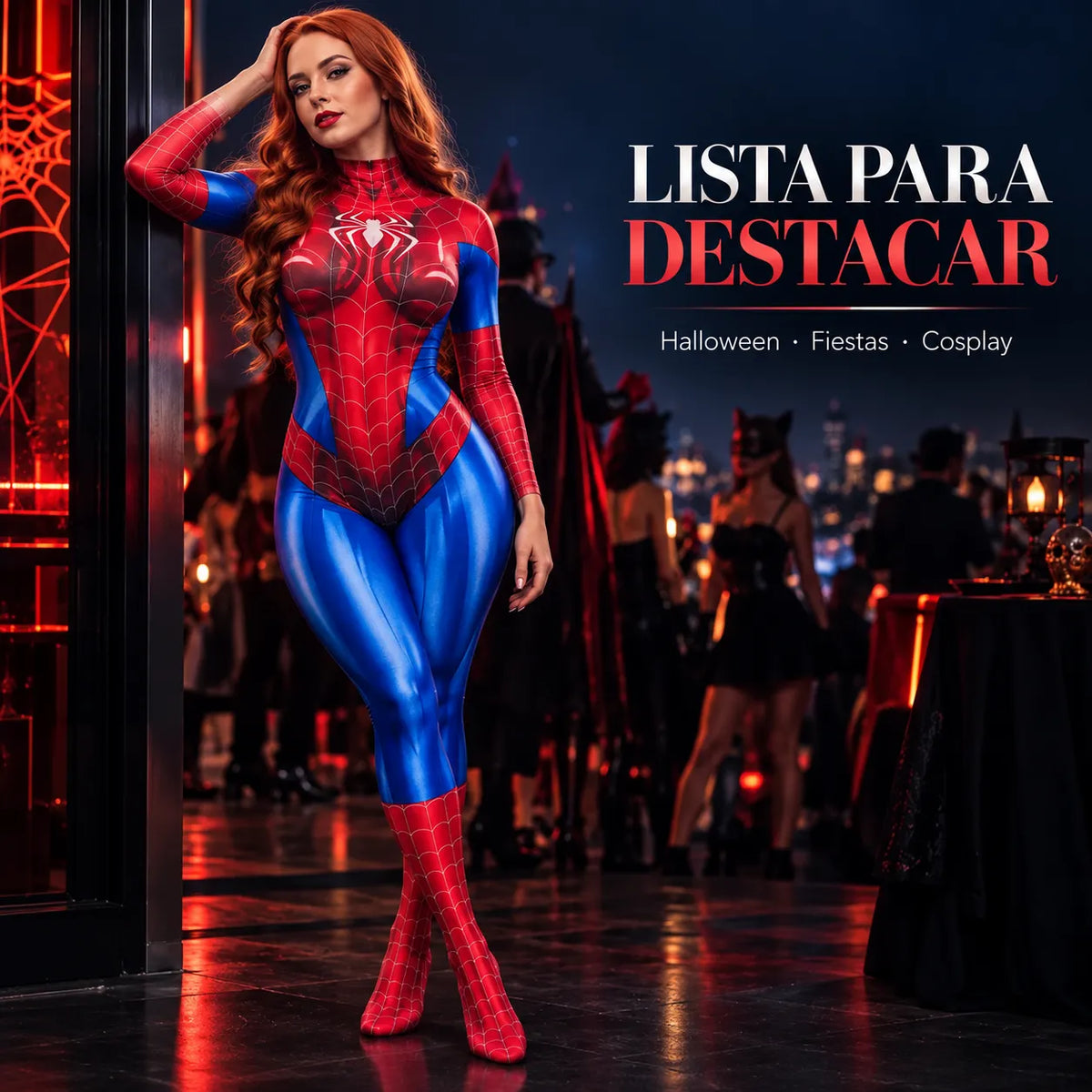 Enterizo mujer araña rojo halloween