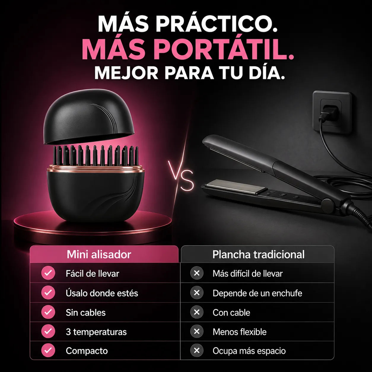 Cepillo alisador plancha cabello mini