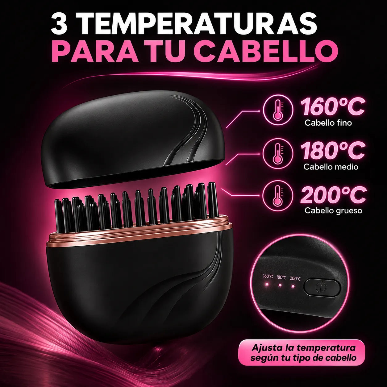 Cepillo alisador plancha cabello mini