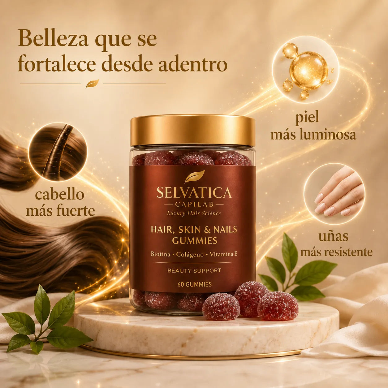 GOMITAS SELVATICA CABELLO, UÑAS, PIEL