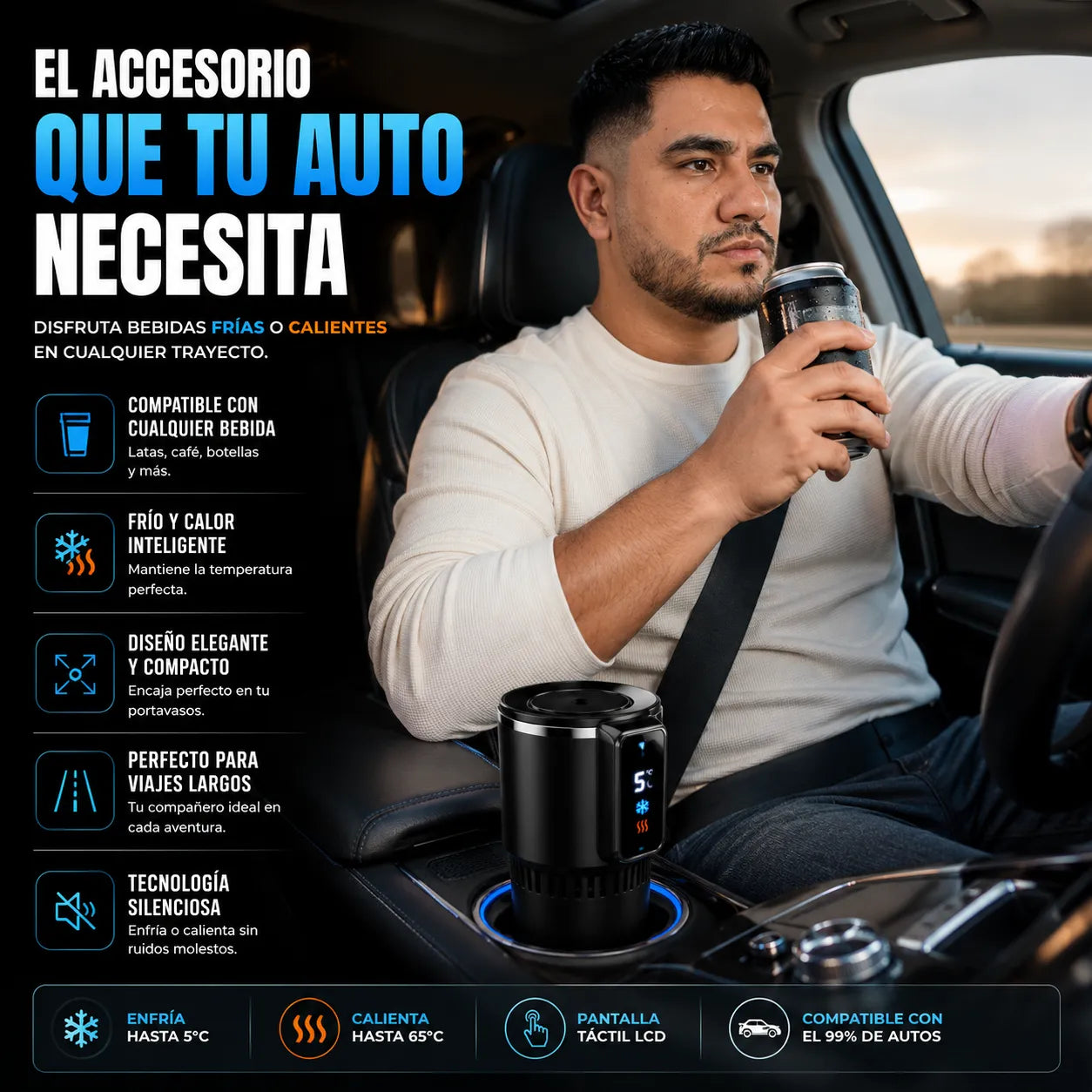 Portavasos Inteligente 2 En 1 Frio Calor