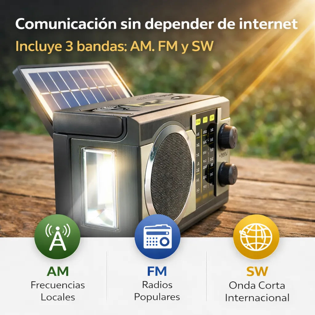 RADIO SOLAR RECARGABLE 3 EN 1