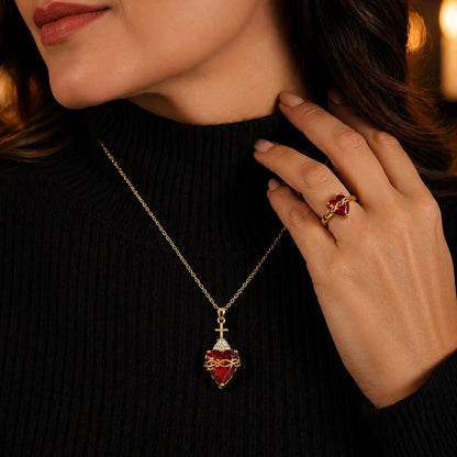 Set Collar y Anillo Sagrado Corazón