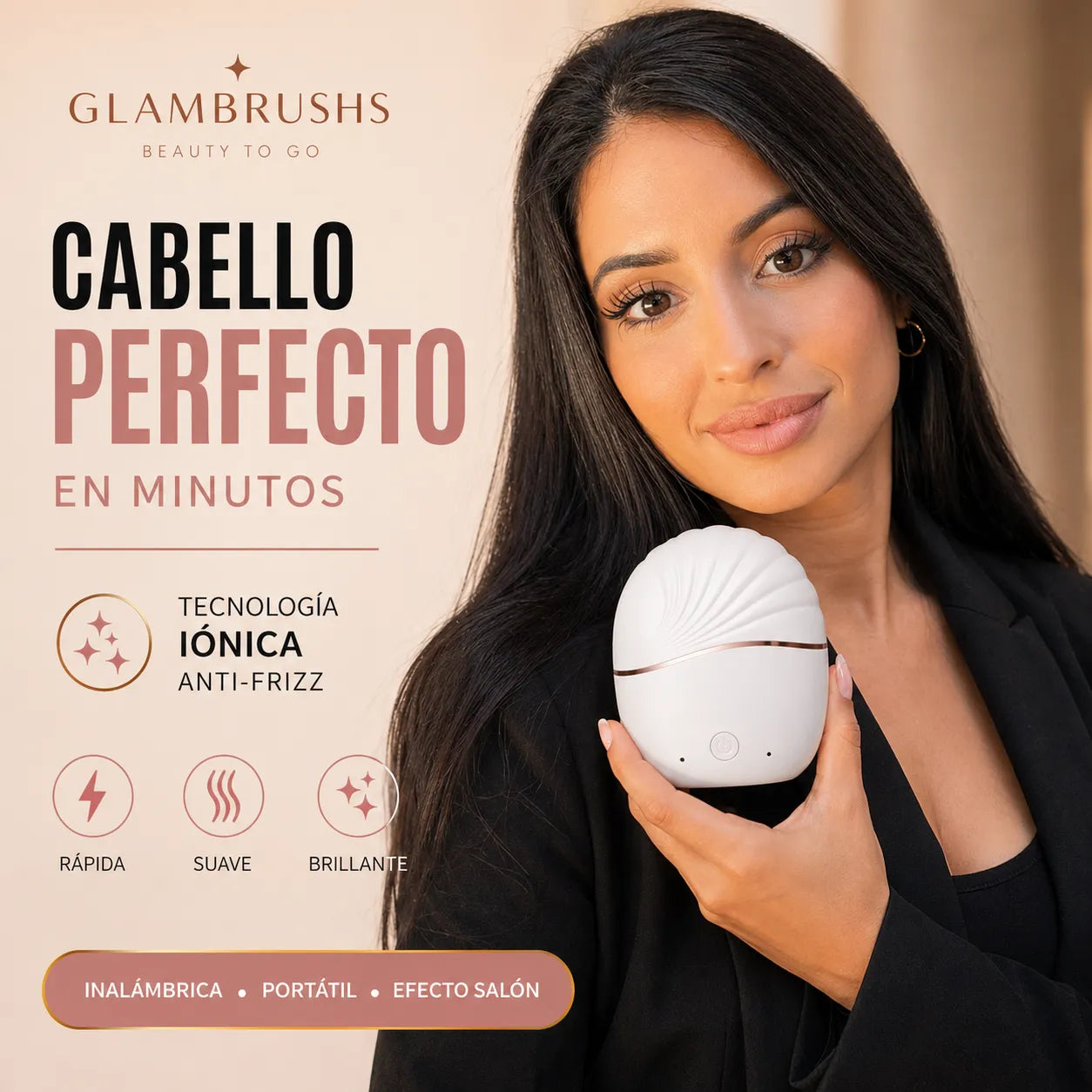 Mini Cepillo Alisador Recargable