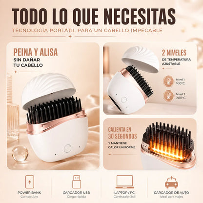 Mini Cepillo Alisador Recargable