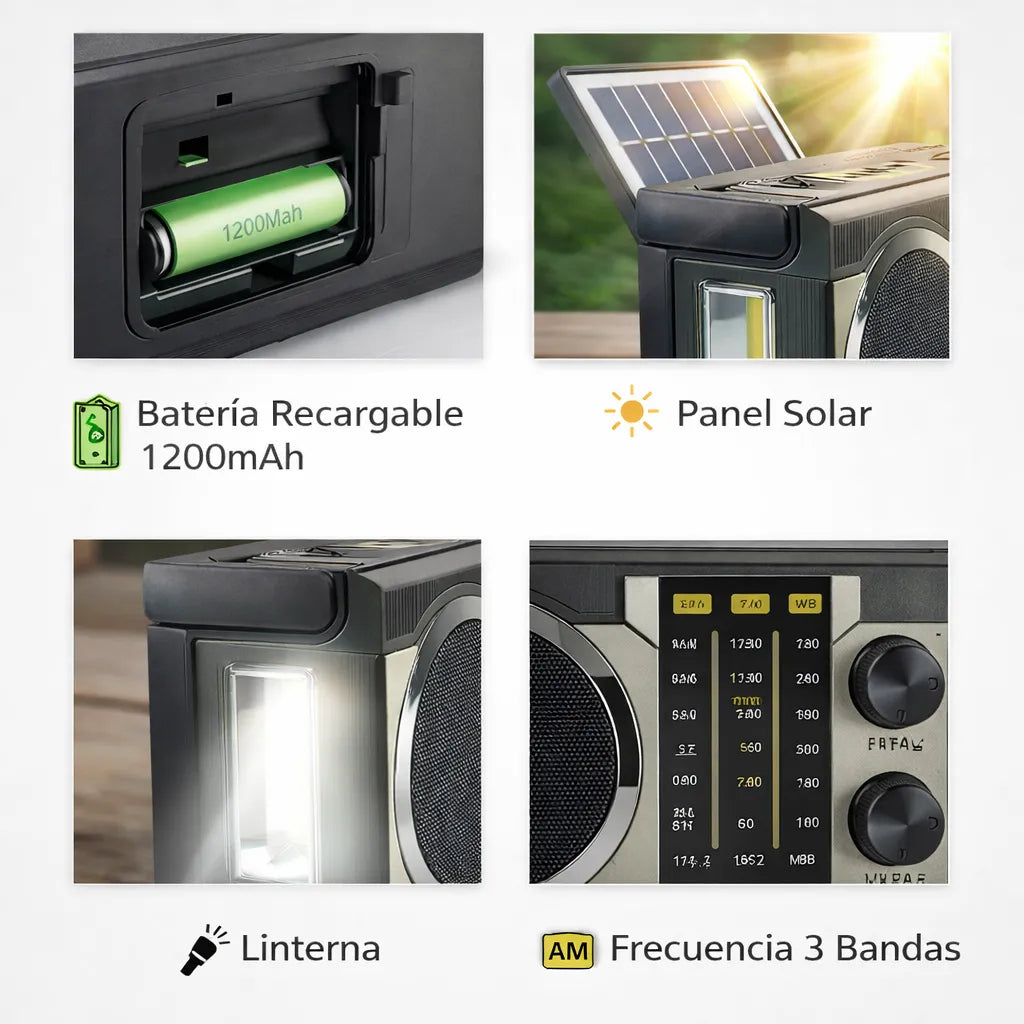 RADIO SOLAR RECARGABLE 3 EN 1