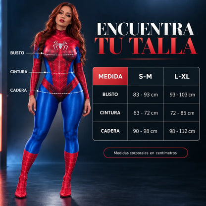 Enterizo mujer araña rojo halloween